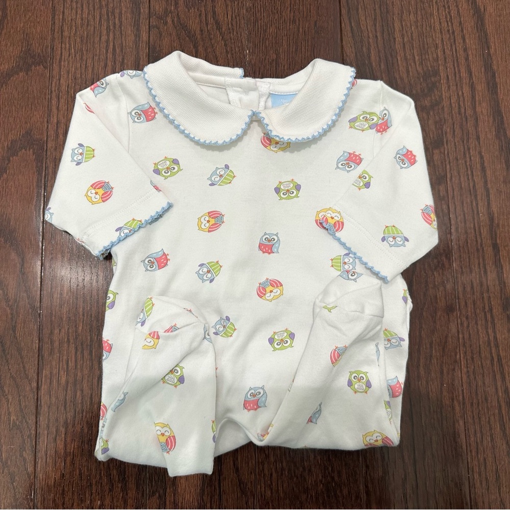 bella bliss White Footie with Multi-Color Owl Print